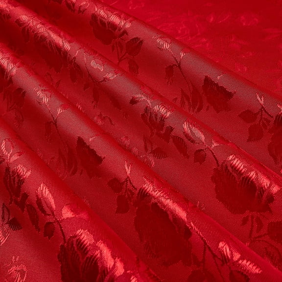 Satin Brocade Jacquard Fabric-Red,