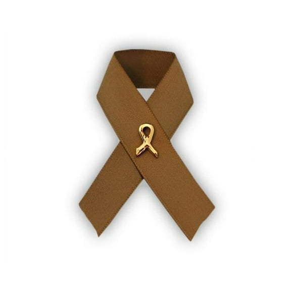 Satin Brown Ribbon Awareness Pins
