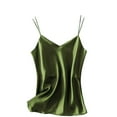thumbnail image 1 of Satin Camisole Top for Women Spaghetti Strap Sleeveless Pajama Tank Tops Soft Summer Basic Solid Camis Blouses, 1 of 5
