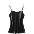thumbnail image 1 of Satin Camisole Top for Women Spaghetti Strap Sleeveless Pajama Tank Tops Soft Summer Basic Solid Camis Blouses, 1 of 5