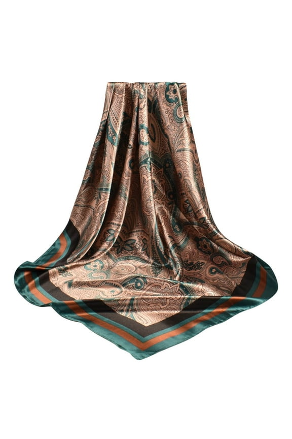 Satin Cashew Flower Prints Square Scarf Cotton Scarf Scarf Hijab Scarfs for Women Summer Shawl Wraps for Women High Neck Scarf Beach Hair Scarf Thin Head Scarves Small Satin Scarf Womens Headscarf