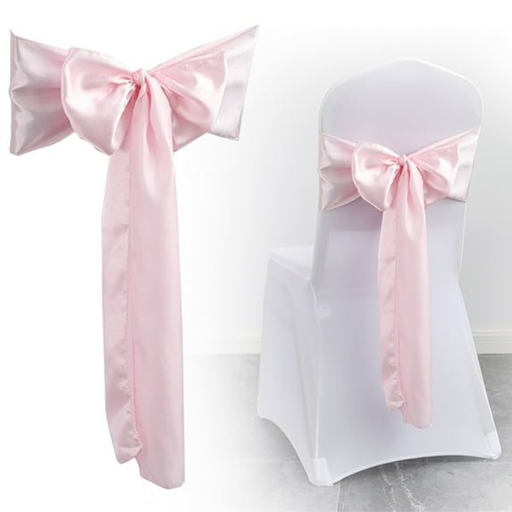 Satin Chair Sashes Bow, 11 inch Large Chair Sashes Ties Back Ribbon Bow, Decorative Ribbon Bow, Elegant Reception Banquet Restaurant Home Kitchen Seating Decoration (Light Pink)