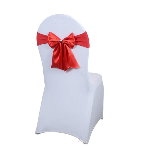 Satin Chair Sashes Bows Ties Ready Made Chair Sashes Elastic Band for Wedding Party Events Banquets Chair Cover Decoration