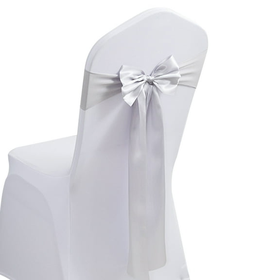 Satin Chair Sashes Ties - 20 pcs Wedding Banquet Party Event Decoration Chair Bows-silver gray