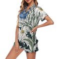 thumbnail image 1 of Satin Christmas Pajama Set for Women Short Sleeve Button Front Top Matching Elastic Shorts Breathable Soft Home Outfit, 1 of 4