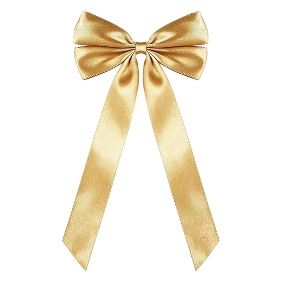 Satin Christmas Pre-Tied Yellow Ribbon Bow for Tree Wreath and Holiday Craft Decor