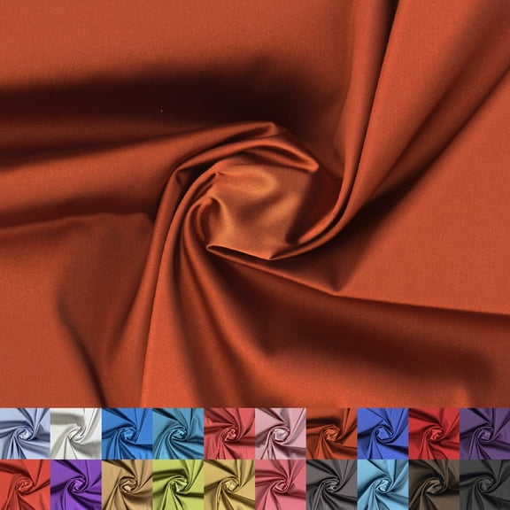 LitLook Stretch Satin Fabric by the Yard - 58" Wide Smooth, Stretchy, and Silky Satin Cloth Fabric for Bridal Wear, Cocktail & Bodycon Dresses, Dancewear, Costumes & Lingerie - Rust