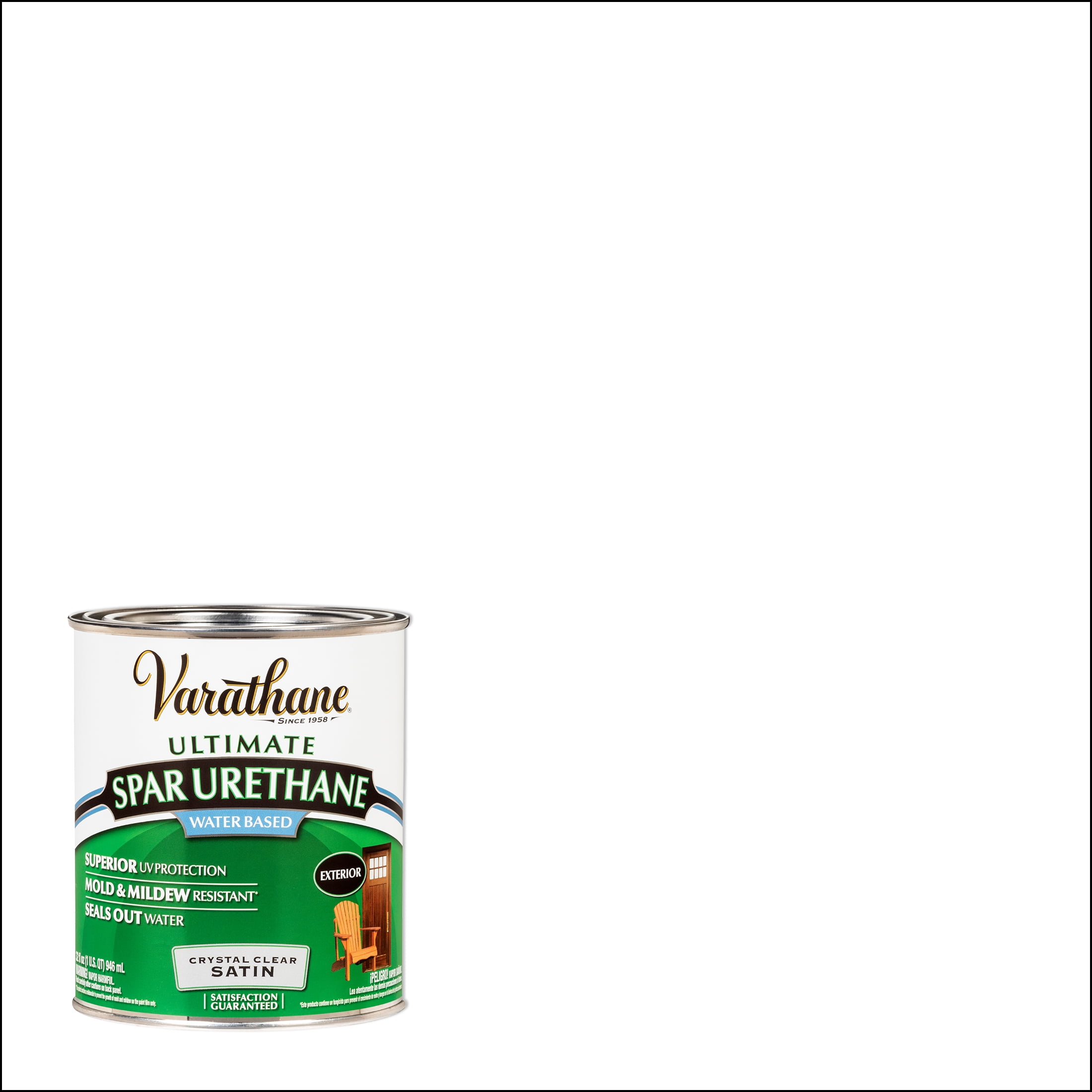 Satin Clear, Varathane Exterior Wood Ultimate Spar Urethane WaterBased250241H, Quart, 2 Pack