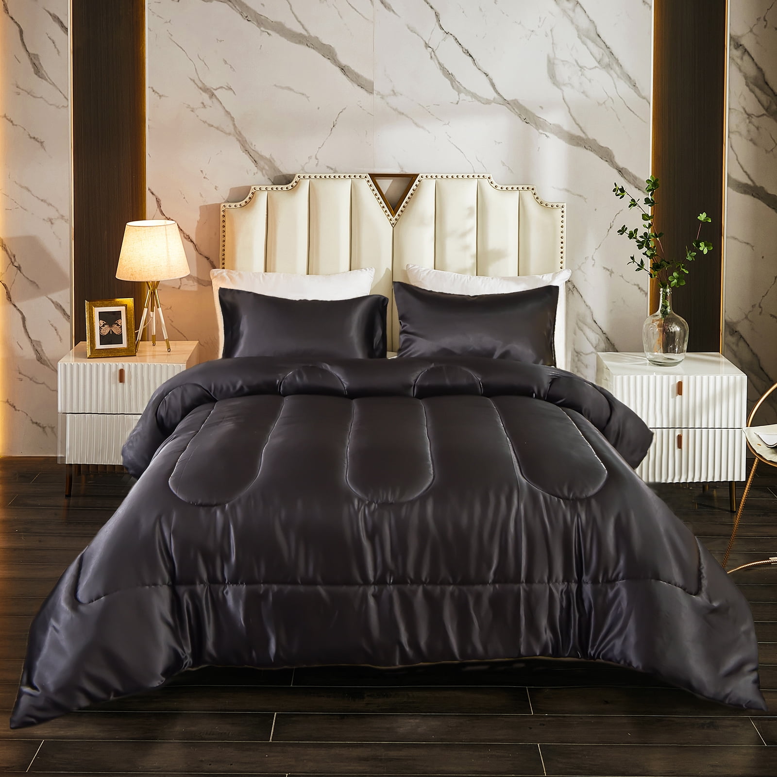 Satin Comforter Set King Silk Like Pink Bedding Set Luxury Hotel Silky Bed Home Deocr Sexy Silky Down Comforter Light Pink Bed Set