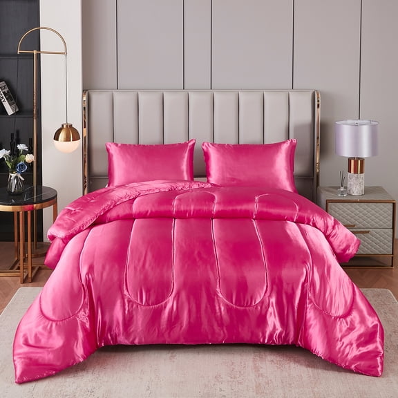 Satin Comforter Set King Silk Like Pink Bedding Set Luxury Hotel Silky Bed Home Deocr Sexy Silky Down Comforter Light Pink Bed Set