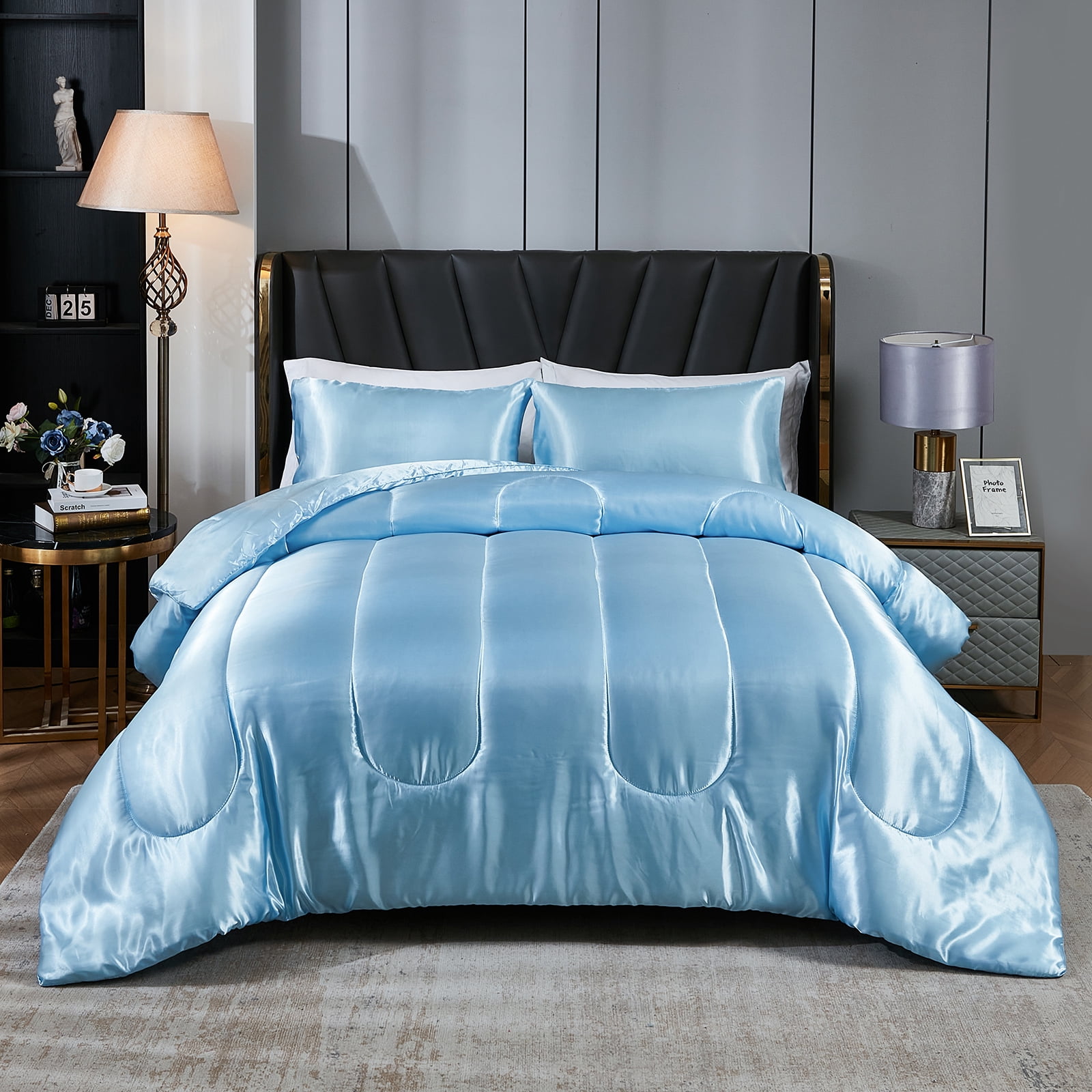 Satin Comforter Set King Silk Like Pink Bedding Set Luxury Hotel Silky Bed Home Deocr Sexy Silky Down Comforter Light Pink Bed Set