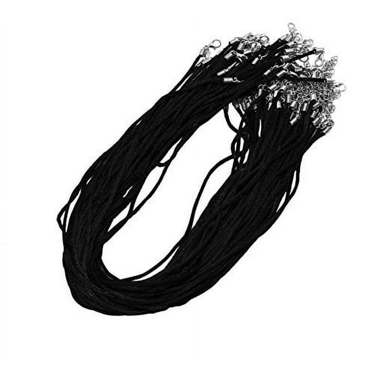Mandala Crafts Satin Cord Black Necklace Cord with Clasp Bulk 100 Pcs - Necklace String for Jewelry Making Supplies – 18 Inches Black Rope Necklace