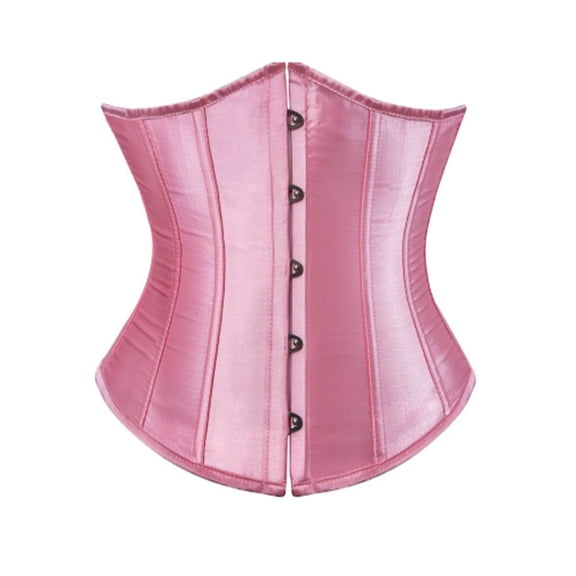 Satin Corset Top Waist Cincher For Shapewear Girdle Gothic Belly Dance,Color:Pink