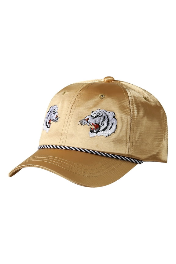 Satin Dad Hat Tiger Black Panther Embroidered Cap