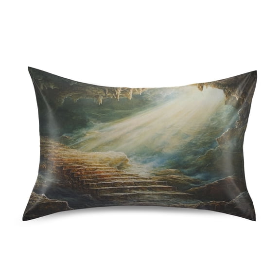 Satin Double-Sided Printed Pillowcase (Single) - Different Sizes ,Envelope Closure , Wrinkle-Resistant & Silky , All-Season Use,A Beam Of Sunlight