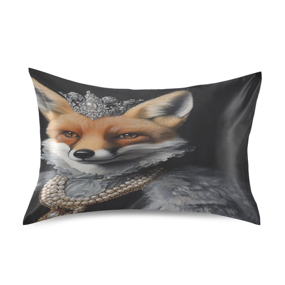 Satin Double-Sided Printed Pillowcase (Single) - Different Sizes ，Envelope Closure ， Wrinkle-Resistant & Silky ， All-Season Use，A Fox
