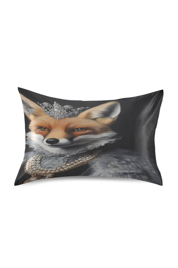 Satin Double-Sided Printed Pillowcase (Single) - Different Sizes ,Envelope Closure , Wrinkle-Resistant & Silky , All-Season Use,A Fox