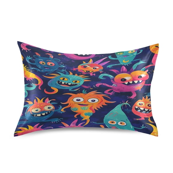 Satin Double-Sided Printed Pillowcase (Single) - Different Sizes ，Envelope Closure ， Wrinkle-Resistant & Silky ， All-Season Use，A Vibrant Cartoon
