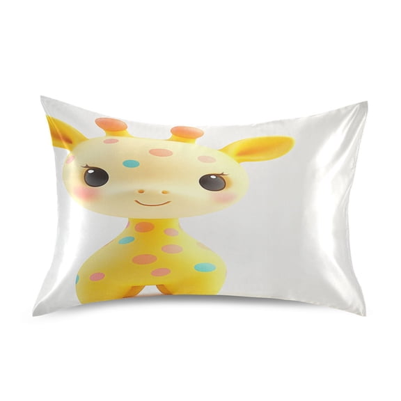 Satin Double-Sided Printed Pillowcase (Single) - Different Sizes ,Envelope Closure , Wrinkle-Resistant & Silky , All-Season Use,A Yellow Cute Floral