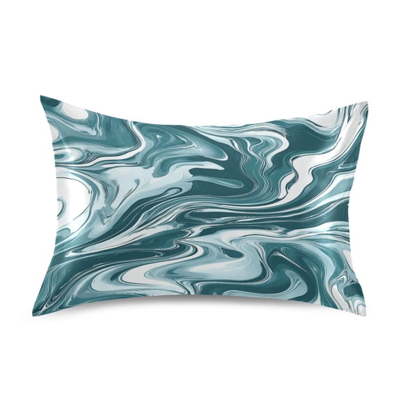 Satin Double-Sided Printed Pillowcase (Single) - Different Sizes ，Envelope Closure ， Wrinkle-Resistant & Silky ， All-Season Use，Blackish Green
