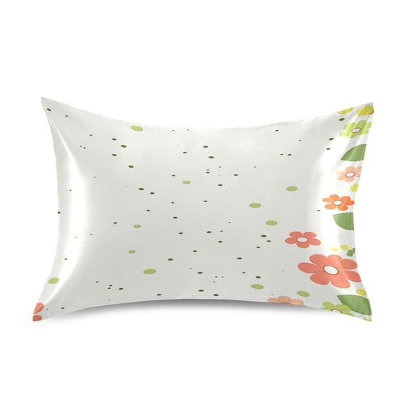 Satin Double-Sided Printed Pillowcase (Single) - Different Sizes ，Envelope Closure ， Wrinkle-Resistant & Silky ， All-Season Use，Cute Floral
