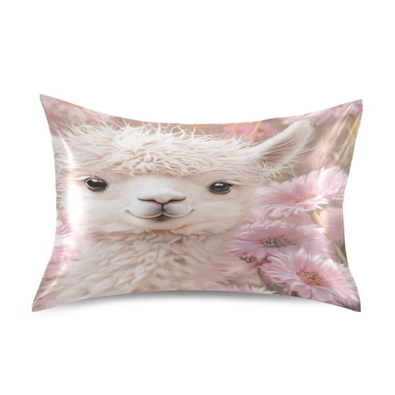 Satin Double-Sided Printed Pillowcase (Single) - Different Sizes ，Envelope Closure ， Wrinkle-Resistant & Silky ， All-Season Use，Cute Fluffy Baby