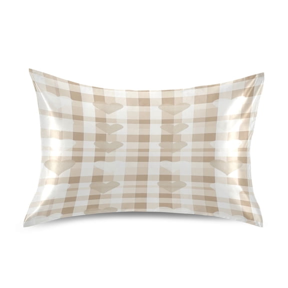 Satin Double-Sided Printed Pillowcase (Single) - Different Sizes ,Envelope Closure , Wrinkle-Resistant & Silky , All-Season Use,Gingham Pattern