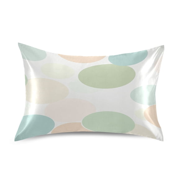 Satin Double-Sided Printed Pillowcase (Single) - Different Sizes ,Envelope Closure , Wrinkle-Resistant & Silky , All-Season Use,Many Circles