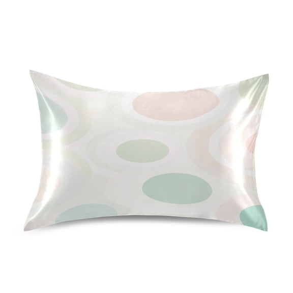 Satin Double-Sided Printed Pillowcase (Single) - Different Sizes ,Envelope Closure , Wrinkle-Resistant & Silky , All-Season Use,Many Colored Circles