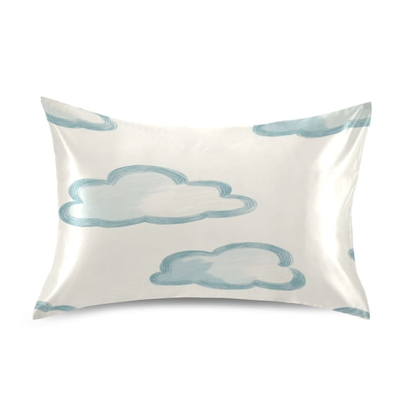Satin Double-Sided Printed Pillowcase (Single) - Different Sizes ,Envelope Closure , Wrinkle-Resistant & Silky , All-Season Use,Many Colored Clouds