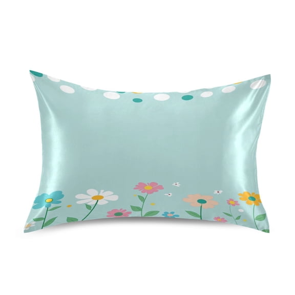 Satin Double-Sided Printed Pillowcase (Single) - Different Sizes ,Envelope Closure , Wrinkle-Resistant & Silky , All-Season Use,Many Cute Floral