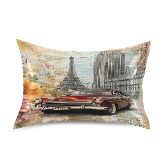 Satin Double-Sided Printed Pillowcase (Single) - Different Sizes ，Envelope Closure ， Wrinkle-Resistant & Silky ， All-Season Use，Stamp