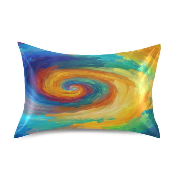 Satin Double-Sided Printed Pillowcase (Single) - Different Sizes ，Envelope Closure ， Wrinkle-Resistant & Silky ， All-Season Use，Swirling Vortex