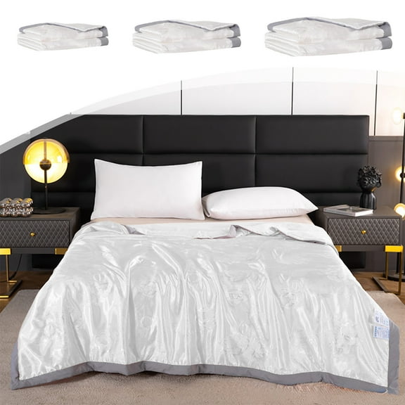 Satin Double Sided Summer , Lightweight Air Conditioning Comforter, Polyester Thin Bedspread, Washable, Two Person Size, Home Use,Vsgery