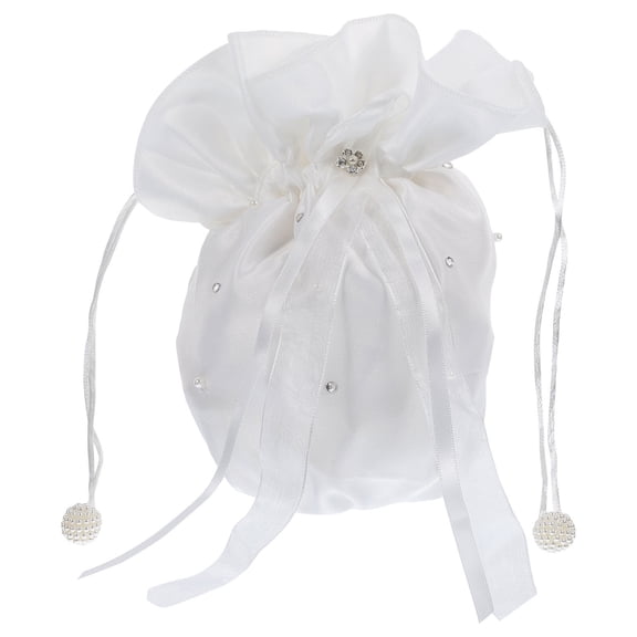 White Satin Drawstring Pouch Bag for Wedding Party Favors, Bridal Shower , Bridesmaid Accessories and Event Keepsakes