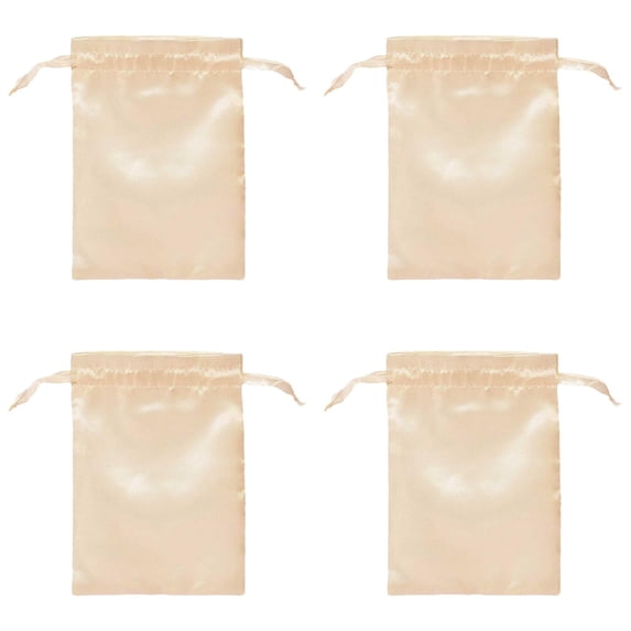 Satin Drawstring Gift Bags 12x15.7 Inch Champagne Gold Jewelry Pouches, Silk Favor Bags with Drawstrings for Wedding Bridal Shower Christmas Candy Party Celebration Storage 4PC