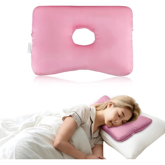Ear Piercing Pillow Donut Removable Washable Cover for Side Sleepers Pain Relief Adjustable Ear Protector Large