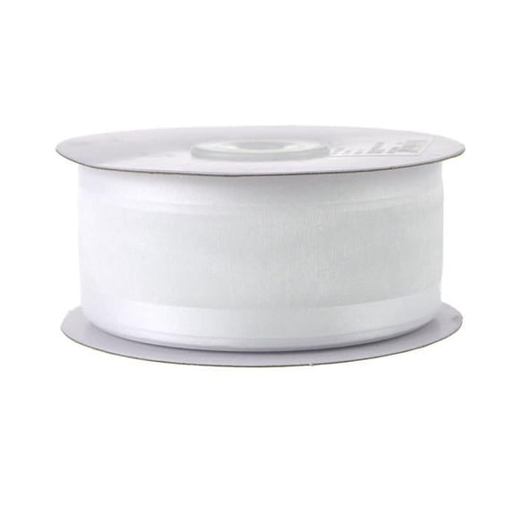 Satin Edge Sheer Organza Ribbon, 1-1/2-Inch, 25-Yard, White