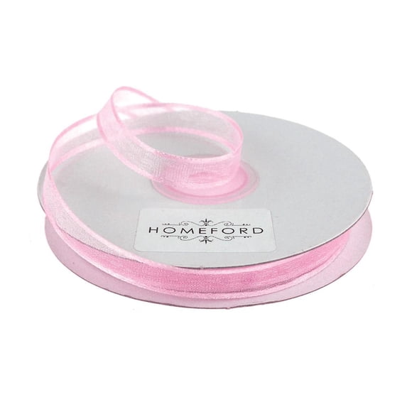 Satin Edge Sheer Organza Ribbon, 3/8-inch, 25-yard, Light Pink