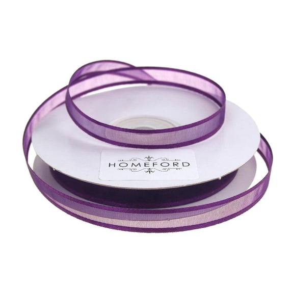 Satin Edge Sheer Organza Ribbon, 3/8-inch, 25-yard, Plum
