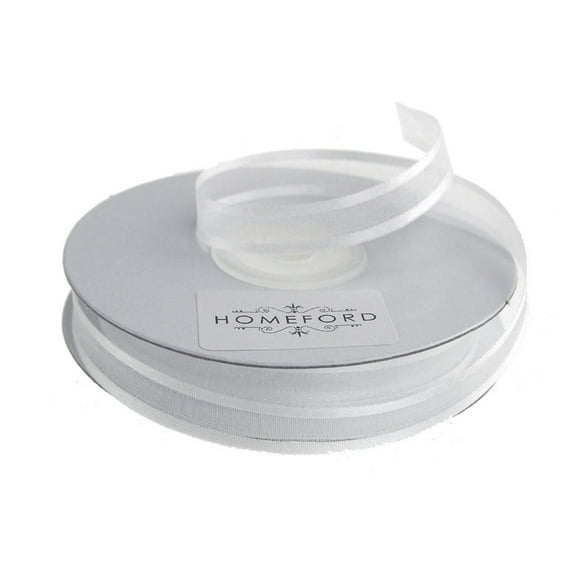 Satin Edge Sheer Organza Ribbon, 3/8-inch, 25-yard, White