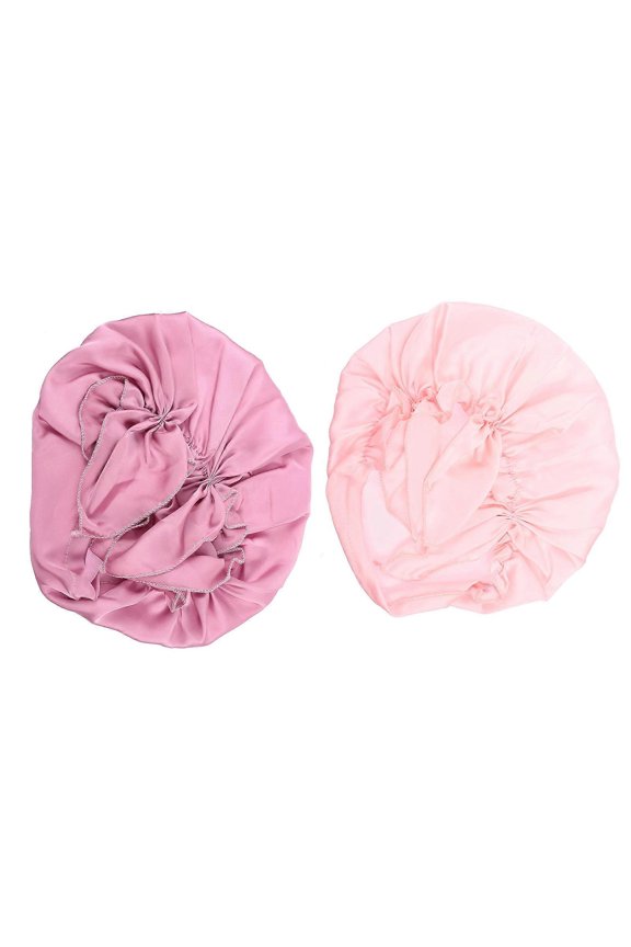 Satin Elastic Sleeping Hat For Adults Night Sleep Supplies 28x24cm Hair Protection And Oil Control 2Pcs