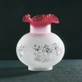 thumbnail image 1 of Satin Etched with Cranberry Top Oil Lamp Shade with 4" Fitter, 1 of 1