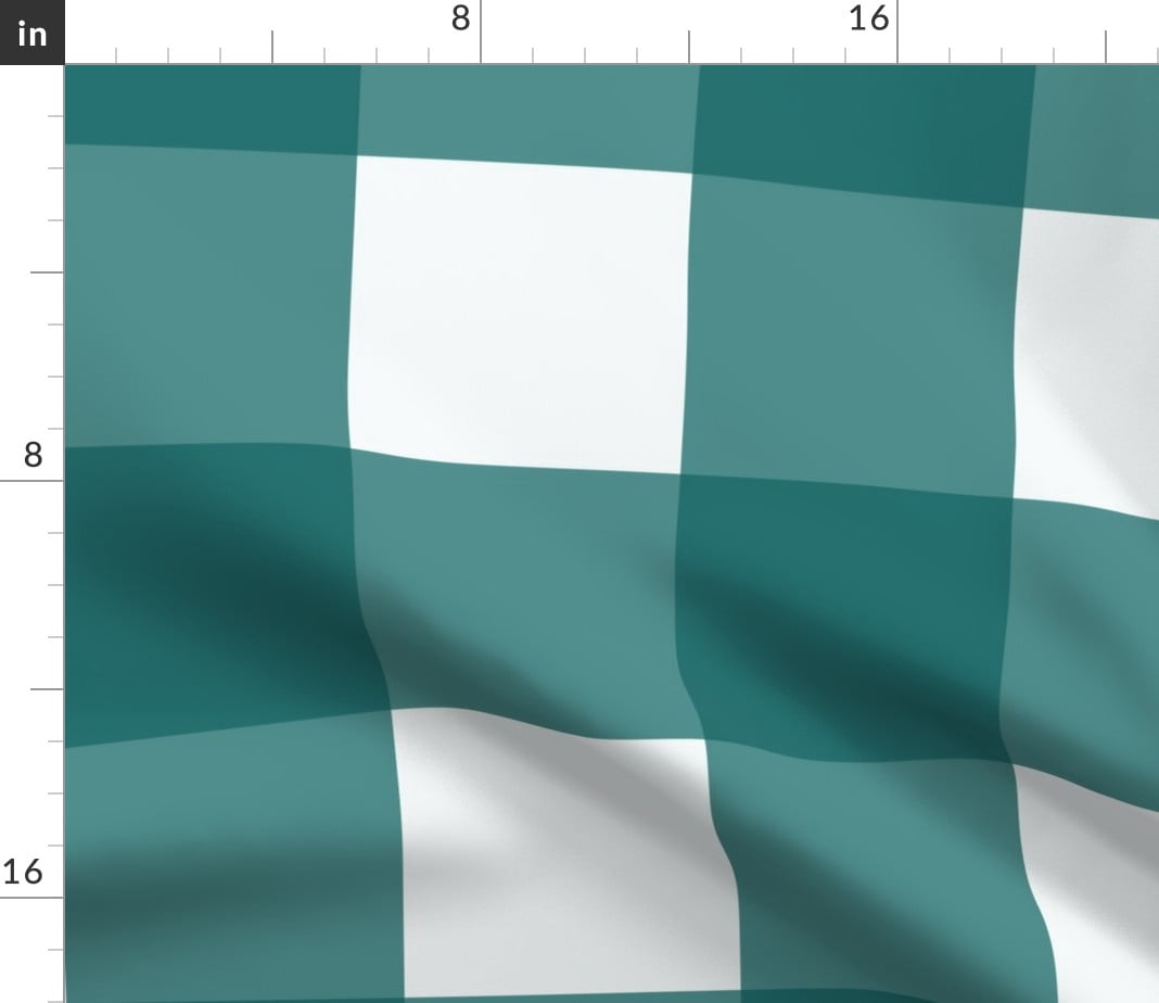 Satin Fabric Fat Quarter Teal Buffalo Check Large Scale Plaid Rustic