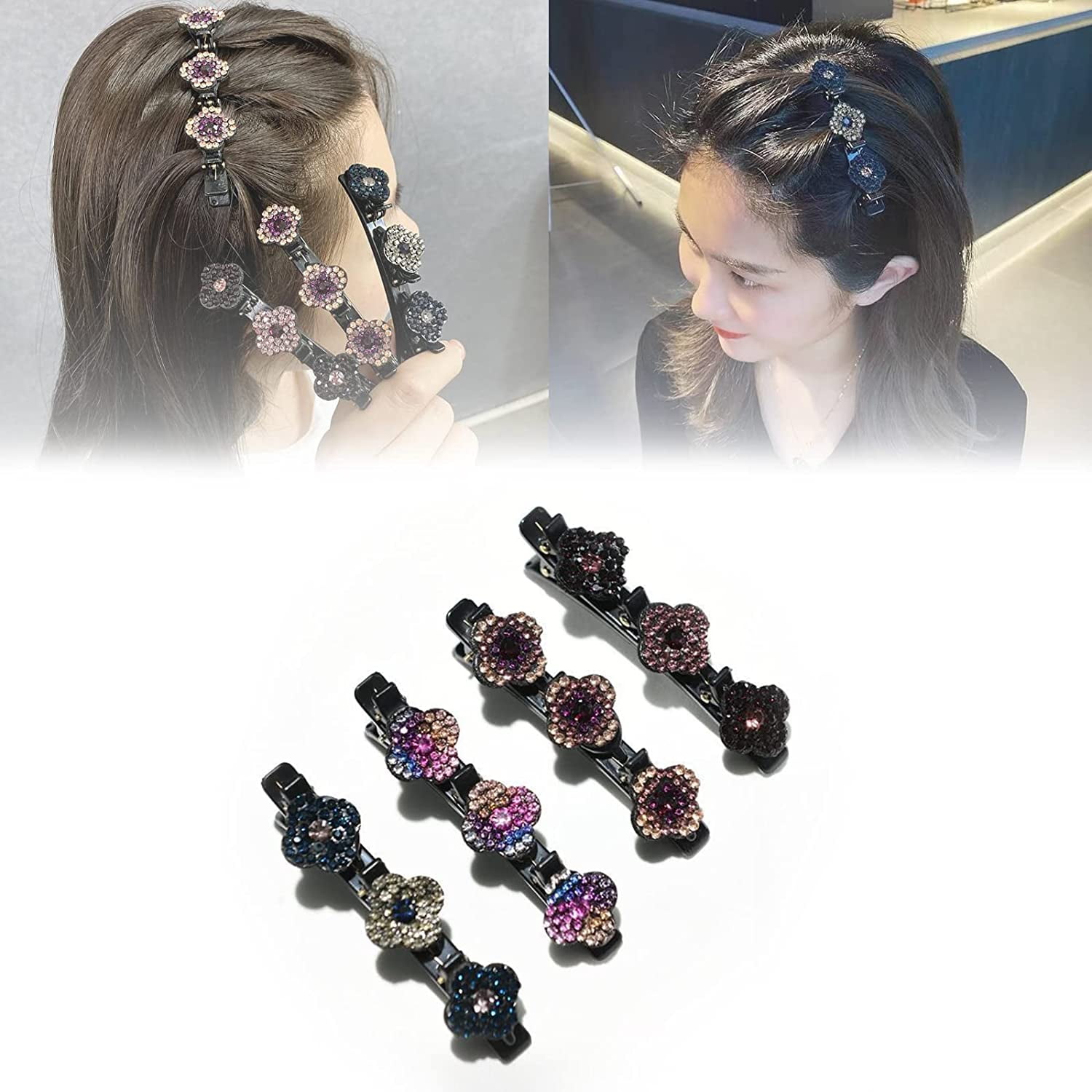 FAGINEY 3 Types Adjustable Metal Hair Braid Beads Rings Cuff Hair