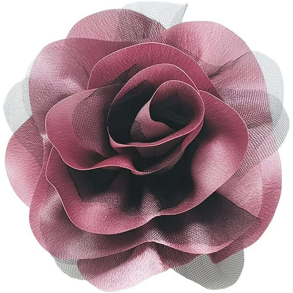 Satin Fabric Rose Flower Brooch for Women 5.5in Oversized Camellia Corsage Elegant Floral Boutonniere for Wedding Party Dance Banquet Ceremony Dress Accessory Handmade Jewelry