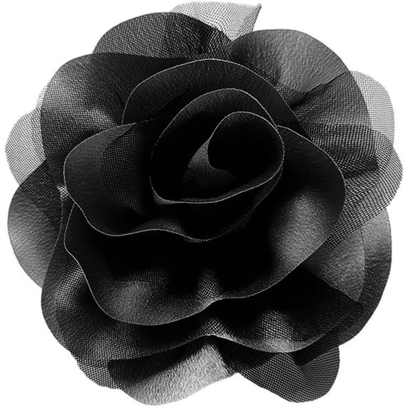 Satin Fabric Rose Flower Brooch for Women 5.5in Oversized Camellia Corsage Elegant Floral Boutonniere for Wedding Party Dance Banquet Ceremony Dress Accessory Handmade Jewelry