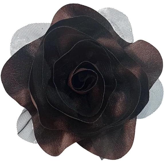 Satin Fabric Rose Flower Brooch for Women 5.5in Oversized Camellia Corsage Elegant Floral Boutonniere for Wedding Party Dance Banquet Ceremony Dress Accessory Handmade Jewelry