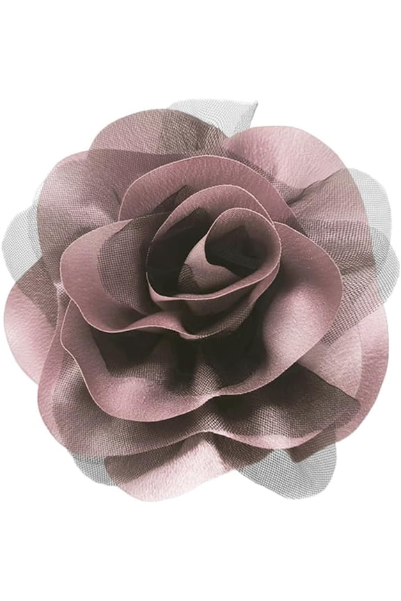 Satin Fabric Rose Flower Brooch for Women 5.5in Oversized Camellia Corsage Elegant Floral Boutonniere for Wedding Party Dance Banquet Ceremony Dress Accessory Handmade Jewelry