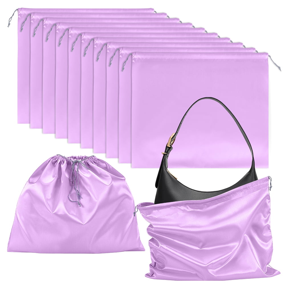 Satin Fabric Shoes Storage Bags Dustproof Drawstring Pouches Packaging Pouches Rectangle Plum 50x60x0.3cm